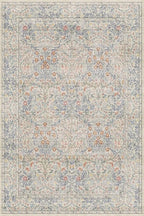 Hazo Haus Vintage Washable Beige Blue Area Rugs for Bedroom Under Bed, Living Room, Nursery, Kitchen, Entryway, Low Pile Non Slip Stain Resistance Distressed Retro Indoor (Beige Blue, 4 x 6)