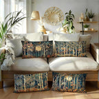 Rustic William Morris Inspired Forest Moon Decor Pillow Covers 12x20 Set of 4,Vintage Botanical Nature Landscape Decorative Throw Pillow Covers for Home Bedroom Living Room,Fall Home Room Decor