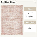 6x9 Area Rug for Living Room Washable Non-Slip Modern Rugs for Bedroom Dining Room Ultra-Thin Indoor Pink Rug