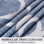 Beauoop Moroccan 100% Blackout Curtains Bedroom Blue 50x63 2 Panels