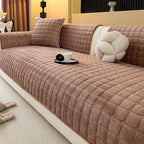 Velvet Couch Cover, Plush Sectional Sofa Cover Washable, Anti Slip Sofa Slipcover for Loveseat, Furniture Protector Covers for Pets & Kids(1PC, Dark Brown, 35.4"×47.2", Loveseat)