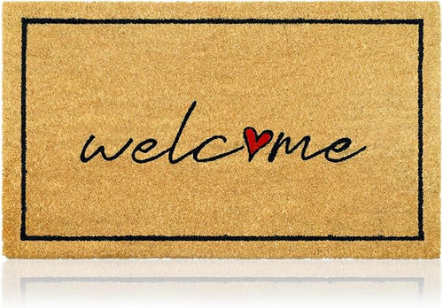 AMARU DOOR MATS - Coir Welcome Mat, Non-Slip, 17 x 29 in