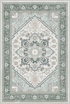 OPPODREAM Soft Area Rugs 4x6, Low-Pile Washable Rugs 4x6 with Non Slip Backing, Faux Cashmere 4 x 6 Throw Carpet, Green