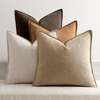 MIULEE Neutral Brown Boho Linen Pillow Covers 24x24 Inch Pack of 4