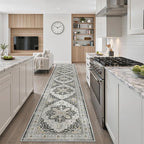 Madane Hallway Runner Rug 2'6''x16' Kitchen Runner - Non Slip Vintage Runners for Hallways Washable Kitchen Rugs Soft Low Pile 2.5x16 ft Rug Runner for Laundry Room, Entryway and Bedroom, Black