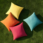 MIULEE Pack of 4 Decorative Outdoor Throw Pillow Covers Linen Waterproof Pillow Covers Summer Farmhouse Cushion Cases for Patio Garden Tent Balcony Couch Sofa 18x18 Inch Red/Turquoise