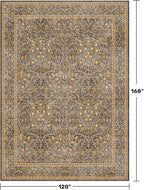 Washable 10x14 Living Room Rug - Brown Oriental Large Area Rug for Dining Room Under Table, Low Pile Non-Slip Floor Carpet for Bedroom Under Bed - Vintage Taupe Design & Stain Resistance