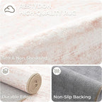 2x8 Runner Rug, Washable Runners for Hallways wirh Rubber Backing, Stain Resistant Kitchen Rug, Soft Thin Carpet Runner for Entrance, Bedroom, Living Room Indoor(2'x8', Pink/White)