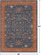 Hazo Haus Navy Blue Area Rug 5x7 Living Room Rug - Machine Washable Rugs for Bedroom, Dining Room, Kitchen Floor, Small Office, Low Pile Non-Slip Rubber Backing & Stain Resistance