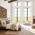 Ivory White Linen Curtains for Living Room 126 Inches Long Light Filtering Semi Sheer Curtain Back Tab Neutral Modern Farmhouse Decor Drapes Floor to Ceiling High Window for Bedroom 52x126, 2 Panels