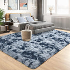Tepook Fluffy Large Rugs for Living Room, Area Rug 6x9 Soft Carpet for Bedroom, Modern Shaggy Rug for Kids Boys Girls, Plush Indoor Nursery Home Decor Rug with Non-Slip Bottom, Tie-dye Dark Blue