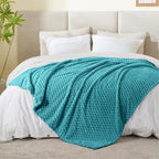 BEDELITE Fleece Twin Blanket for Couch & Bed - 3D Jacquard Decorative Teal Throw, Super Soft and Cozy Warm Fuzzy Blanket All Seasons Suitable, 60x80Inches