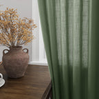 142 Inch Extra Long Curtain for Floor to Ceiling High Window Olive Green Linen Back Tab Curtains for Living Room Filtered and Breathable Semi Sheer Drapes Modern Farmhouse Boho Decor 52x142,2PCS