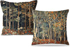 Rustic William Morris Inspired Autumn Forest Decor Throw Pillow Covers 18x18 Set of 2, Vintage Botanical Nature Decorative Throw Pillow Covers for Home Bedroom Living Room,Fall Home Room Decor