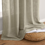MIULEE Oatmeal Linen Curtains 52x84 Inch 2 Panels for Bedroom Living Room