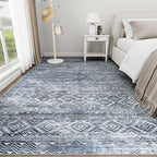 8x10 Area Rugs Washable Rug: Anti-Skid Abstract Modern Living Room Rug Soft Thin Carpets Indoor Floor Non-Shedding Carpet for Bedroom Dining Farmhouse Nursery Home Office (Blue Grey White, 8'x10')