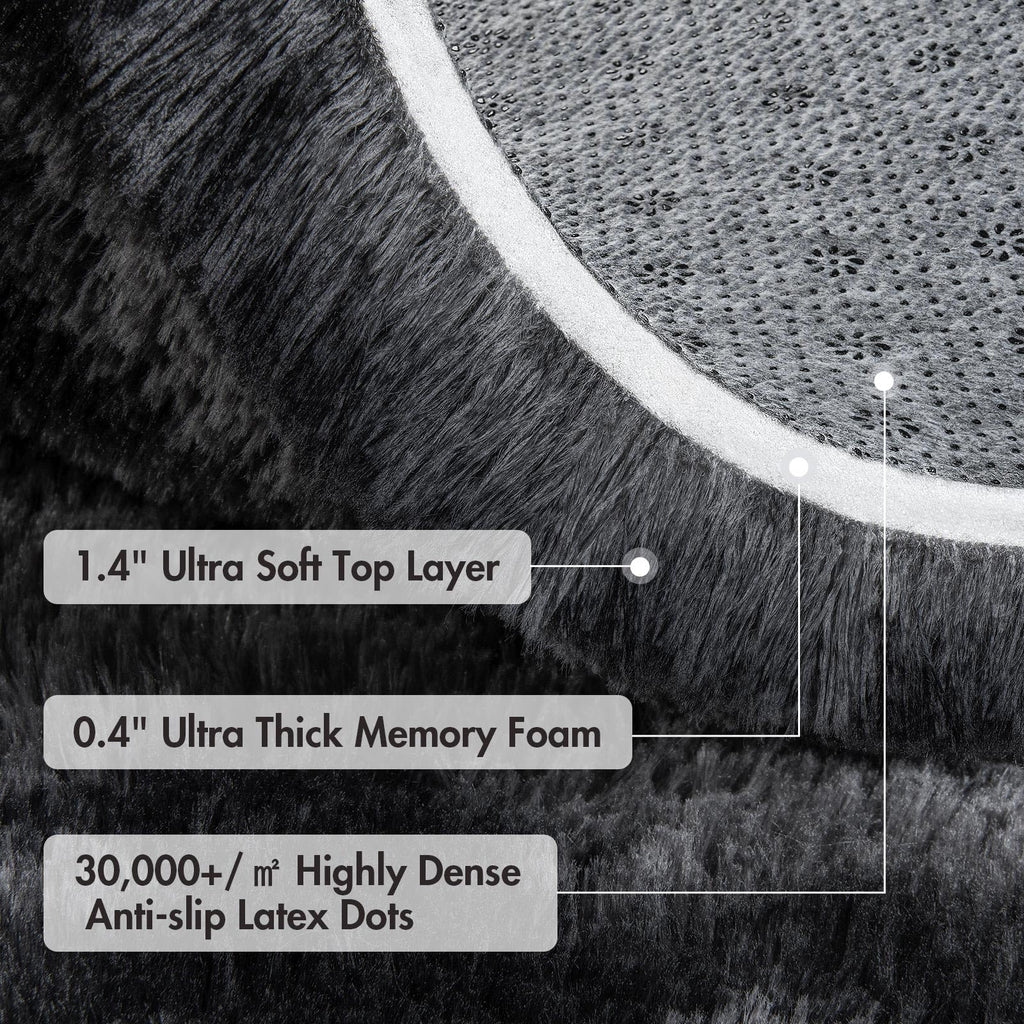 8x10 Ft Extra Large Shag Rugs for Living Room, Tie Dyed Ultra Soft Fluffy Furry Area Rugs for Bedroom Indoor Floor, Aesthetic Carpet for Kids Home Decor (Dark Grey)