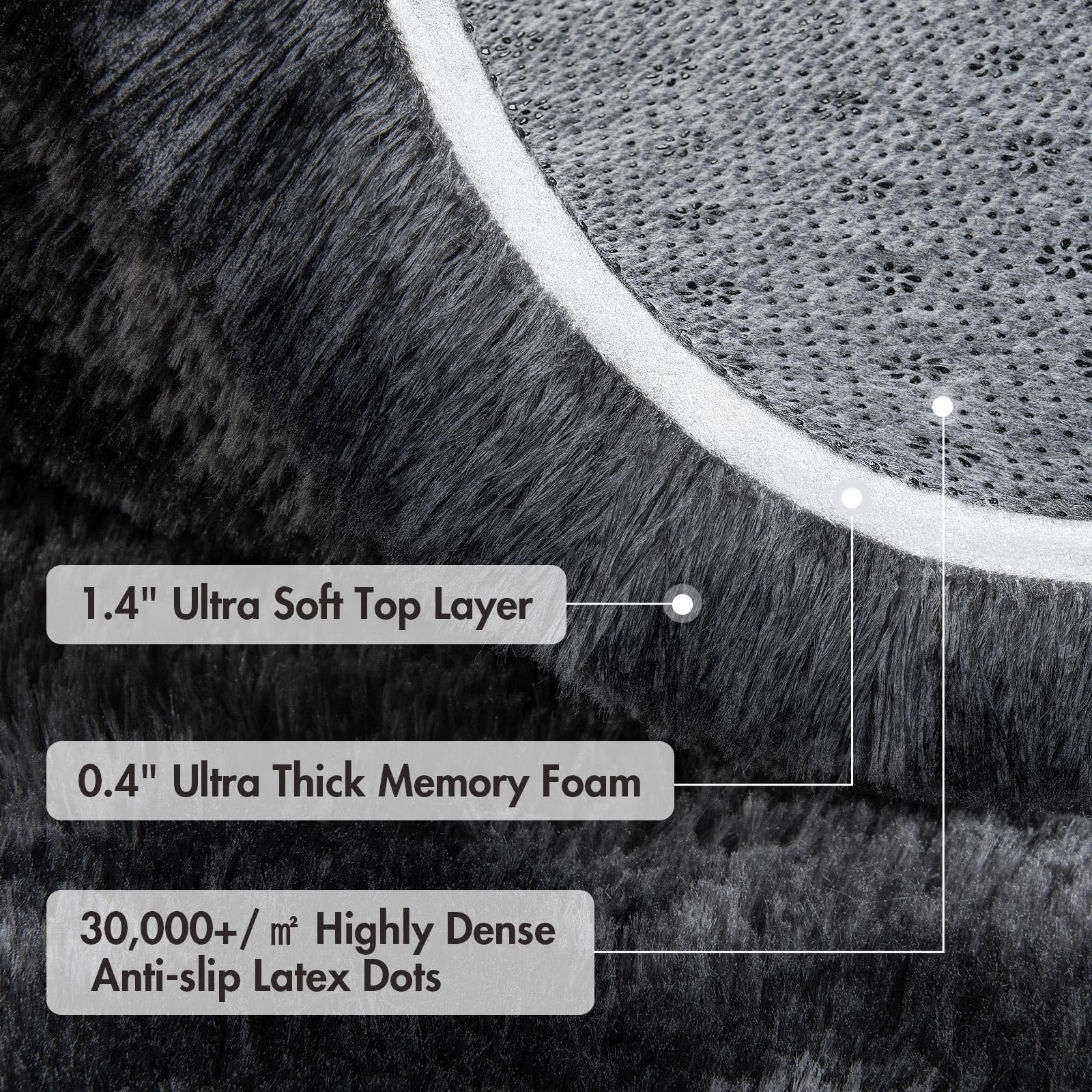 8x10 Ft Extra Large Shag Rugs for Living Room, Tie Dyed Ultra Soft Fluffy Furry Area Rugs for Bedroom Indoor Floor, Aesthetic Carpet for Kids Home Decor (Dark Grey)