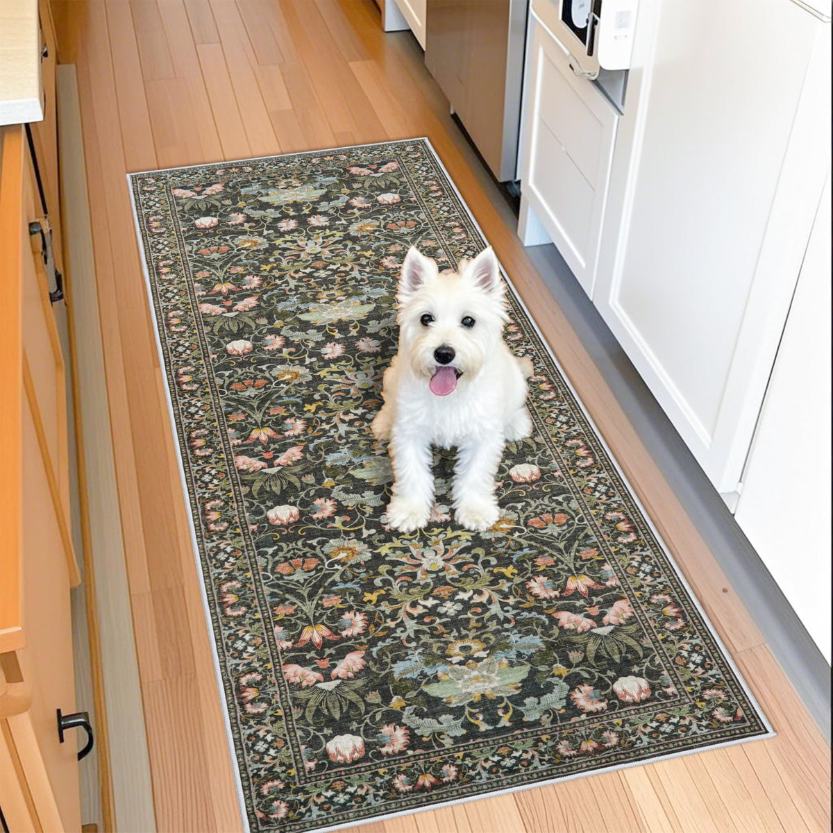 2x5 Washable Hallway Runner Rug: Indoor Farmhouse Non-Slip Entry Kitchen Rugs Oriental Thin Light Weight Carpet for Living Room Bedroom Soft Water Resisitant Floor Mat for Bathroom Laudry(2X5,Brick)