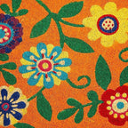 Juvale Floral Coir Door Mat - 17 x 30 in, Natural & Modern - Outdoor Welcome Mat for Front Door & Patio with PVC Backing
