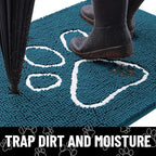 Smiry Dog Door Mat for Muddy Paws, Absorbent Dirt Trapper Non Slip Quick Dry Washable Chenille Mat for Mud Dogs, Entry Rug for Indoor and Outdoor (59x24 Inches, Atlantic Blue and White)