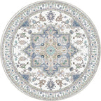 OPPODREAM Soft Round Rug 6ft, Washable Circle Rug 6ft with Non Slip Backing Play Room, Low-Pile Carpet 6 ft, Faux Cashmere Throw Carpet, Purple & Green & Cream