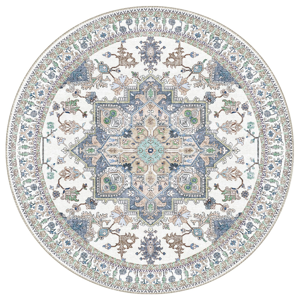 OPPODREAM Soft Area Rugs 6', Persian-Inspired Washable Rug, Purple & Cream