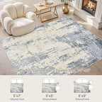 UERMEI 5x7 Area Rug Living Room Rugs - Washable Neutral Modern Abstract Soft Thin Rug Indoor Floor No Slip Rug Carpet for Bedroom Under Dining Table Home Office Decor - Blue/Light Brown