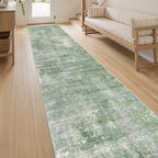 Soalmost Abstract Runner Rug 2x12 Hallway Kitchen Runners Green/Ivory