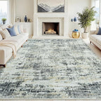 8x10 Area Rugs for Living Room Washable Rug: Anti-Skid Abstract Modern Living Room Rug Soft Thin Carpets Indoor Floor Non-Shedding Carpet for Bedroom Dining Farmhouse Nursery Black Gray Gold