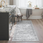 2x4 Washable Rugs for Kitchen, Floor, Entryway, Powder Room Small Area Rug Non-Slip Vintage Low Pile Throw Door Mat Grey