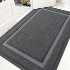 OLANLY Front Door Mat Indoor Outdoor Entrance, Waterproof All-Season, All-Weather Doormat, Sturdy Natural Rubber, Fade Resistant, Low Profile, Easy Clean Patio Porch Entryway Mat, 59x30, Grey