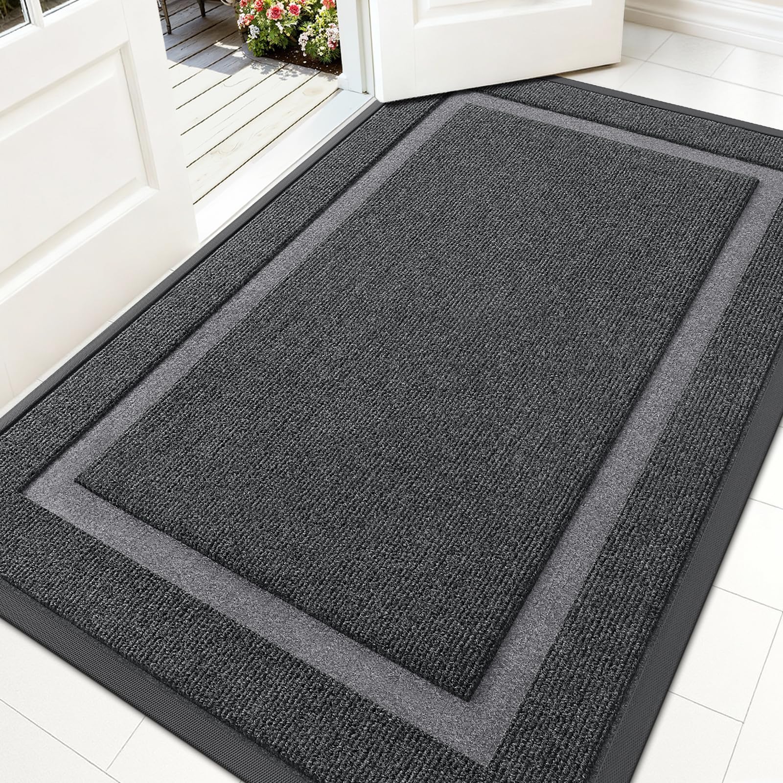 OLANLY Front Door Mat Outside 59x34, All-Season Heavy-Duty Rubber Doormat