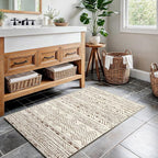 2x3 Washable Entryway Area Rug: Moroccan Small Runner Rug for Hallway Soft Modern Non Slip Door Mat with Rubber Backing Low Pile Thin Floor Carpet for Kitchen Bathroom Bedroom Indoor(Beige,2x3)