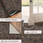 Vintage Dark Brown 3x4 Entryway Rug, Washable Small Area Rugs for Entry Way, Kitchen, Bathroom, Door Mat Indoor Entrance, Mudroom, Oriental Floral Low Pile Stain Resistant Non-Slip Throw Rug