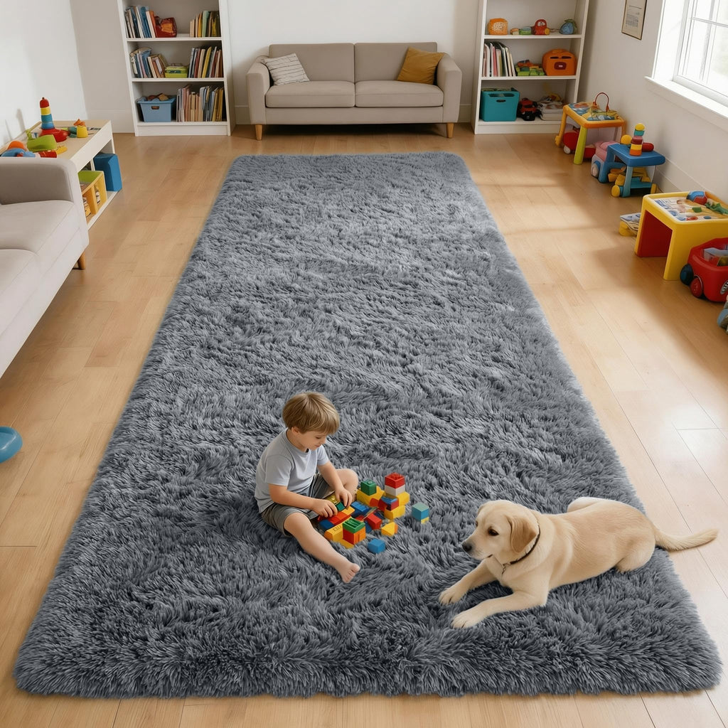 OLANLY 5x9 Machine Washable Large Area Rugs for Living Room, Bedroom, Soft Fluffy Shaggy Bedside Rug, Indoor Floor Carpet for Kids Girls and Boys, Dorms, Nursery, Home Decor Aesthetic, Grey