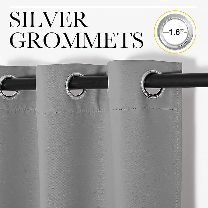 NICETOWN Thermal Insulated Grommet Blackout Curtains, Silver Grey, 2 Panels, W42 x L78 -Inch, Kids Window Drape Panel for Nursery, Privacy Short Curtains