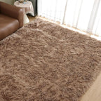 Goolela Faux Sheepskin Fur Area Rug 5x8 Light Brown Beige Fluffy Fuzzy Furry Shag Rug for Bedroom Living Room Washable Rectangle