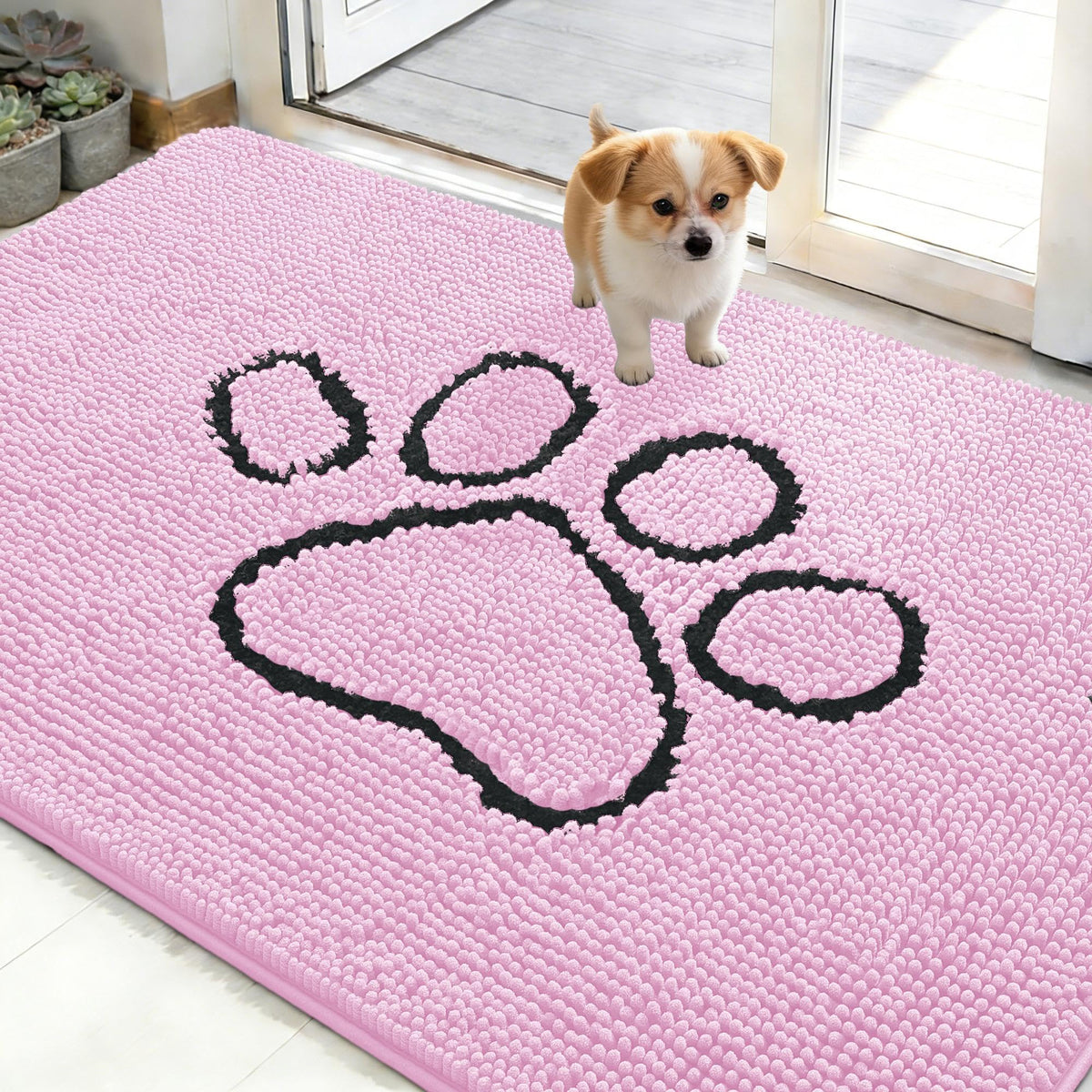 OLANLY Dog Door Mat for Muddy Paws 48x30, Super Absorbent Chenille Mud Mat