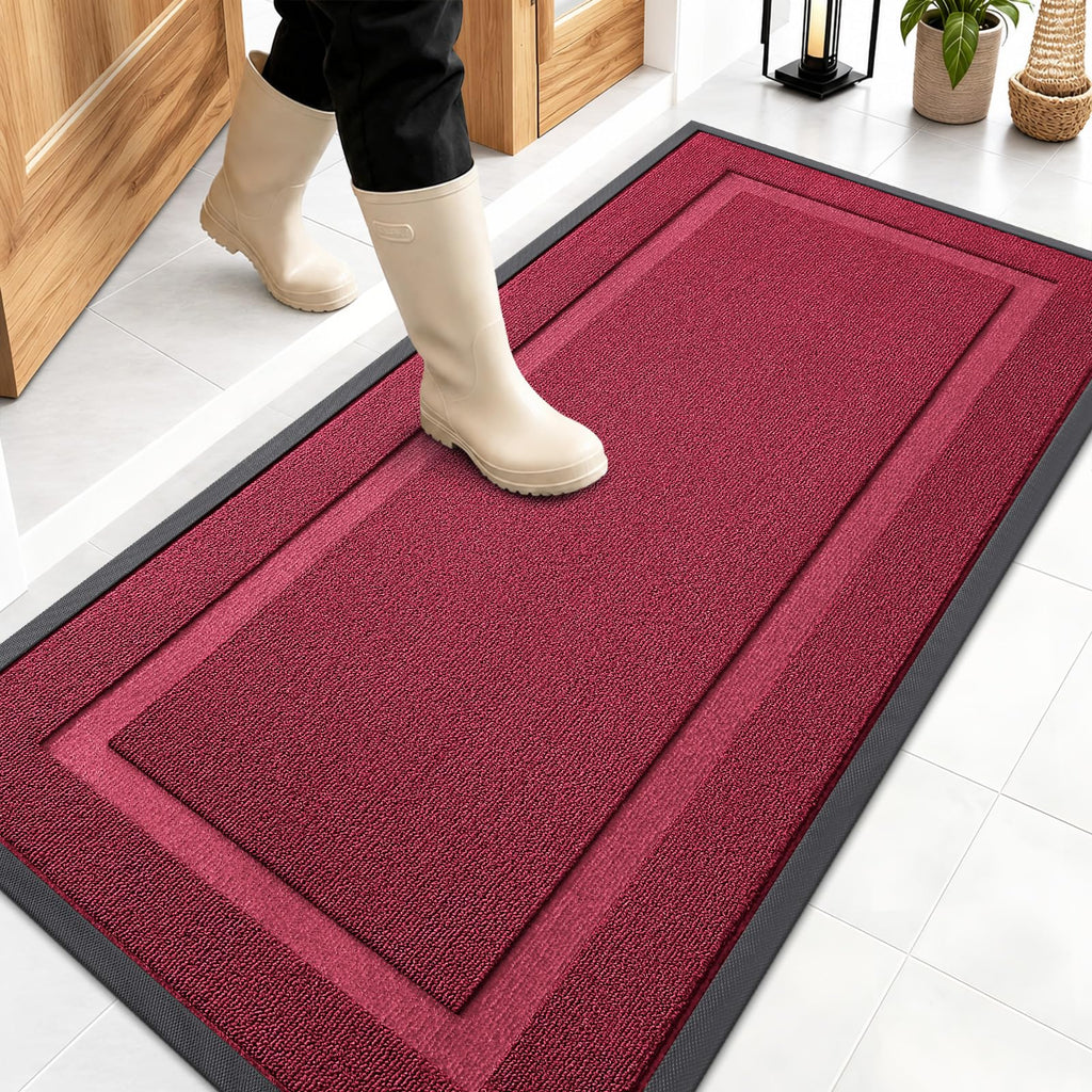 OLANLY Front Door Mat Outside 47x23, All-Season Heavy-Duty Rubber Doormat