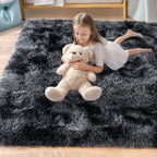 Super Fluffy Area Rug for Living Room 5x7, Shaggy Carpet, Dark Grey
