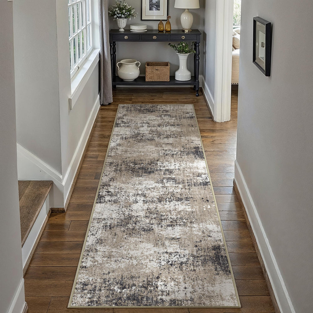PureCozy Brown Runner Rug 2x6 Modern Abstract
