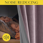 NICETOWN Chaise Mauve Vintage Linen 100% Blackout Curtains for Dining Room, Thermal Insulated Curtains 45" Long, Noise Reducing Window Treatment Drapes for Kitchen, 42" Wide Per Panel, Set of 2