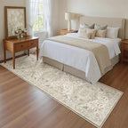 Madane Washable Runner Rug - 2x8 Runners for Hallways Kitchen Non-Slip Runner Rugs Ultra-Thin Laundry Room Rug Throw Carpet Runner for Entrance Living Dinning Room Foyer (Ivory/Brown, 2 x 8)