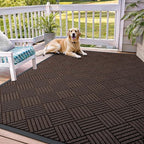 OLANLY Front Door Mat Outside Entrance 71x47, Absorbent, Heavy Duty Sturdy Natural Rubber Doormat Indoor Outdoor, Stain and Fade Resistant, Non-Slip Low Profile Floor Mat for Entryway, Brown Diamond
