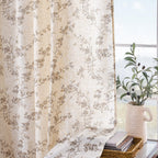 "Lazzzy Farmhouse Polyester blended Curtains Taupe Floral Curtains 96 Inch Length Back Tab Drapes for Living Room Bedroom Light Filtering Country Vintage Rod Pocket Curtain, 2 Panels, Taupe on Beige