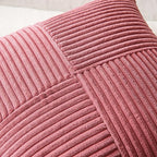 MIULEE Cranberry Red Decorative Throw Pillow Covers 18x18 Inch for Couch Bed Sofa Pack of 2 Boho Farmhouse Throw Pillows Soft Cross Corduroy Patchwork Textured Cushion Cases