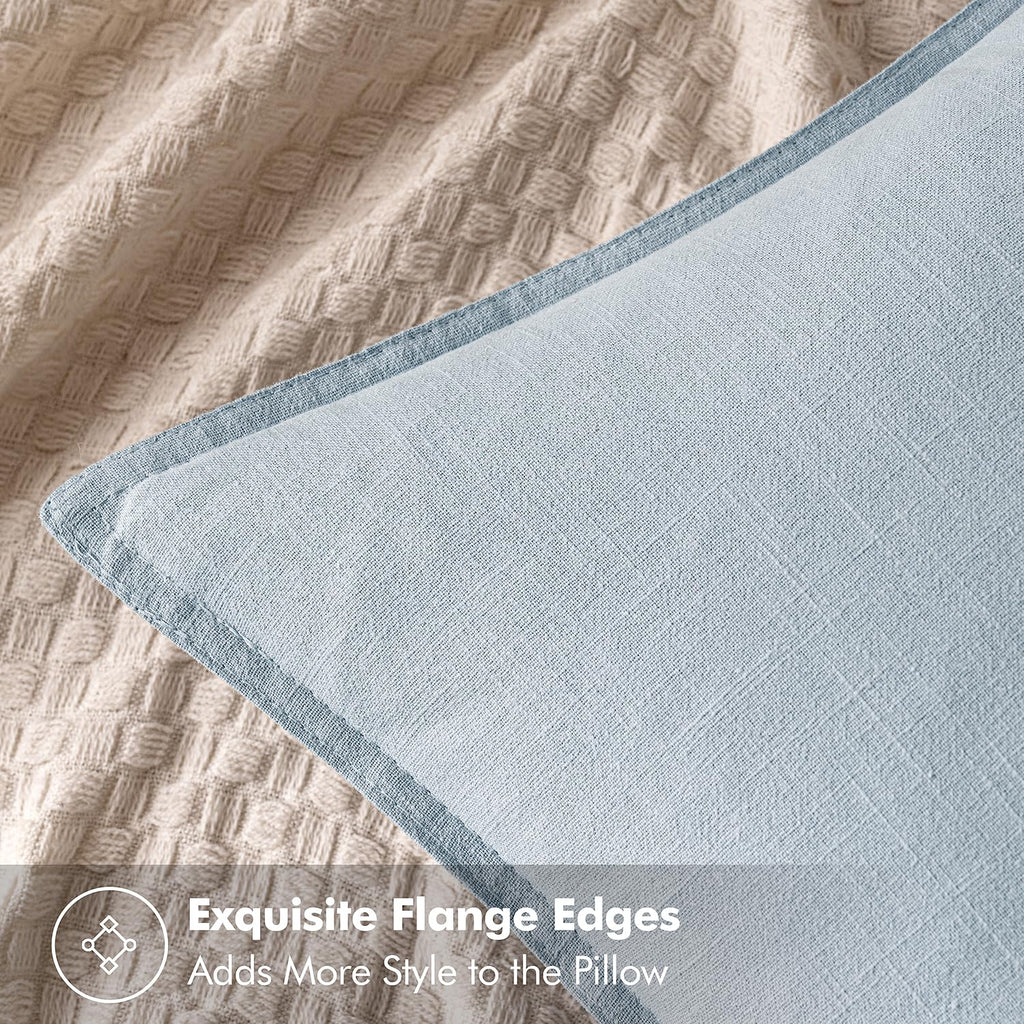 MIULEE Decorative Linen Pillow Covers 18x18 Inch Light Blue