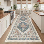Madane Hallway Runner Rug 3x10 Washable Kitchen Runners 10ft, Navy Blue