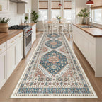 Madane Hallway Runner Rug 3x10 Washable Kitchen Runners 10ft, Navy Blue